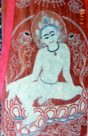 Une représentation du Bodhisattva Chenrézik dans la posture de repos au sein de la nature de l'esprit